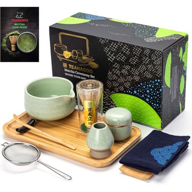 Teanagoo Matcha Set | 10-teiliges Teezubereitungsset mit Bambus Chasen