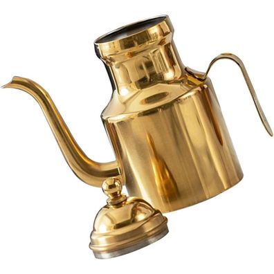YARNOW Edelstahl Fettbehälter mit Standfuß für Speiseöl, Specköl - Golden
