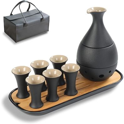 Teanagoo Sake Set Traditionell Japanisch, 10-teilig mit Karaffe (170ml), 6