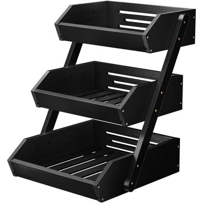 CALM COZY 3-Etagen Obstkorb aus Bambus, Gemüsekorb Etagere für Obst, Kuchen