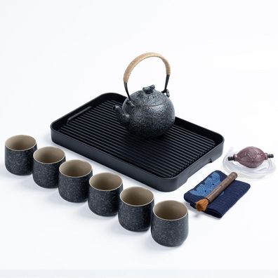 Teanagoo Japanisches Teeset mit Tablett, 700ml Teekanne + 6 Tassen (205ml)