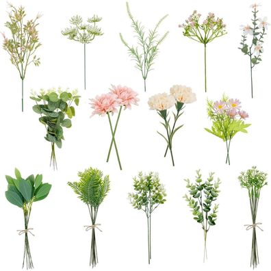 Rollway 55 Stück Seiden- & Kunstblumen Rosa Blumenstrauß Künstlich, Eukalyptus