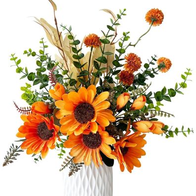 Rollway Künstliche Sonnenblumen Deko, Herbst Blumenstrauß Künstlich