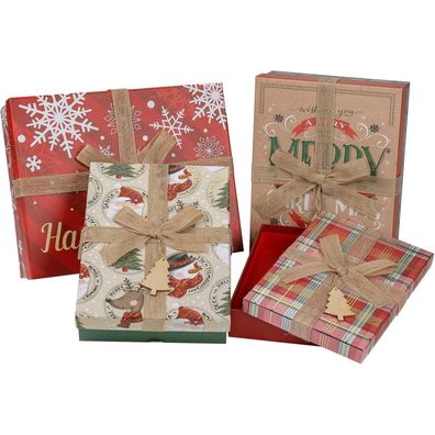 Briful Geschenkboxen 4er Set Mehrfarbig, Rechteckige Aufbewahrungsboxen mit
