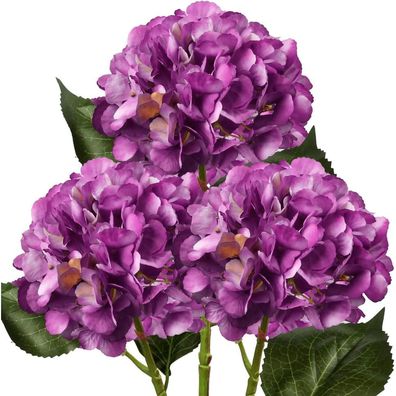 Briful Künstliche Hortensie Kunstblume 53cm, 3er Set Lila, für