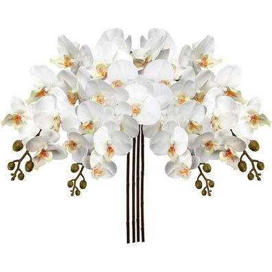 Briful Künstliche Orchidee, Gefühlsechte Kunstblume mit 9 Blüten, Weiß, Länge