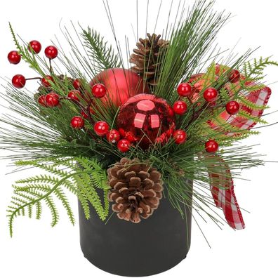Briful Kunstpflanze Weihnachtsdeko Künstliche Pflanze im Keramiktopf mit