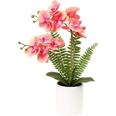 Briful Kunstorchidee Phalaenopsis im Topf, 2 Stiele, 40.5cm, Weiß Rosa Violett