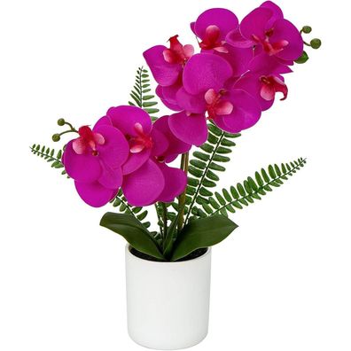 Briful Künstliche Orchidee Phalaenopsis im Topf, Weiß Rosa Violett, 40.5cm
