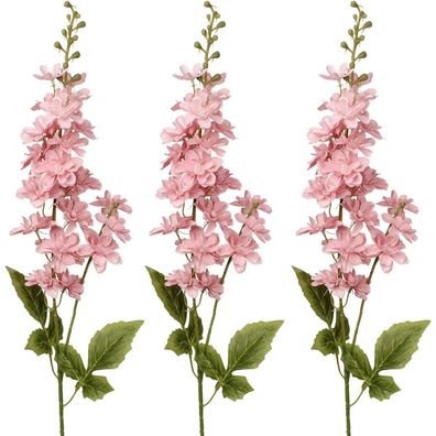 3 Stück Kunstblumen Rittersporn Delphinium, Künstliche Blumen, Rosa, Länge 86cm