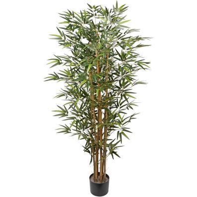 Briful Künstlicher Bambusbaum 152cm mit Echtholzstamm im Zementtopf