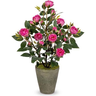 Briful Künstliche Rosen Kunstblumen im Zementtopf, Höhe 38 cm, Rosa Deko für