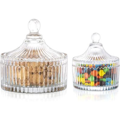 Glasseam Süße Gläser mit Deckel Vintage Glasgefäße 250ML+650ML Transparent für