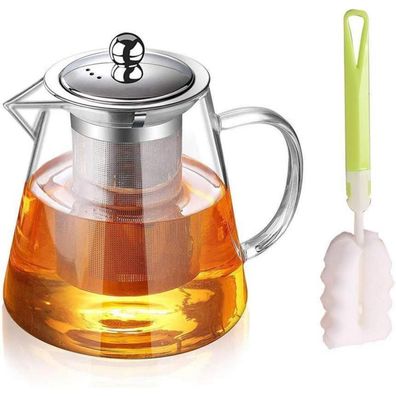 Yispirin Teekanne aus Borosilikatglas mit Siebeinsatz, 550ML, Transparent
