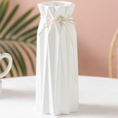 Disoza Keramik Vase Weiß 24x10x10cm - Moderne Tischdeko für Wohnzimmer, Büro