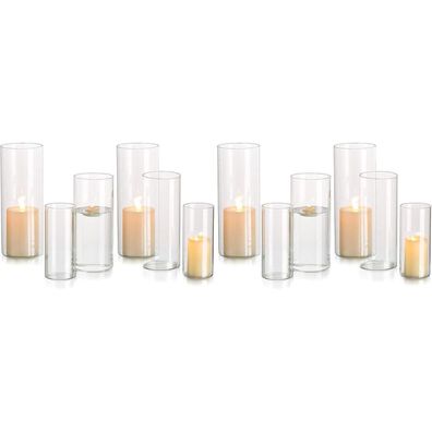 Glasseam Kerzenhalter Glas Set, 4 Sätze (M+L+XL) - Moderne Glaszylinder