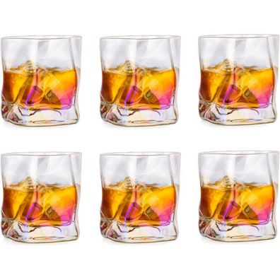 Glasseam Whiskey Gläser Set (6 Stück) - Edel Tumbler für Rum, Scotch, Bourbon