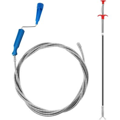 wodemeilon Abflussreiniger 2er Set: 3m & 0.6m Rohrreinigungsspirale für Küche