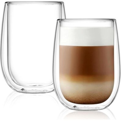 Cnglass Doppelwandige Thermogläser 290ml, Isolierte Latte Macchiato Gläser