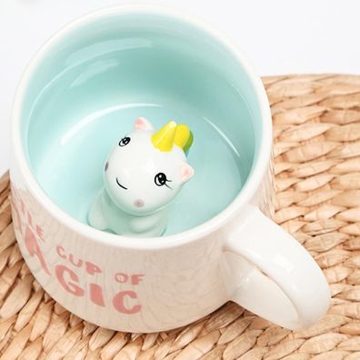 Disoza 3D Einhorn Tasse Keramik - Lustiges Geschenk für Frauen, Mädchen