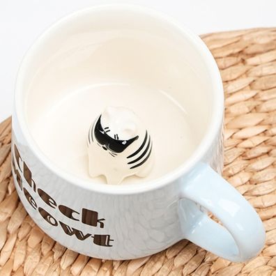 Disoza 3D Katze Kaffeetasse Keramik - Originelles Geschenk für Frauen & Mädchen
