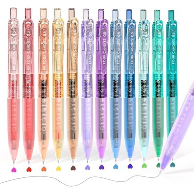 Four Candies 12er-Pack Gelschreiber, 0,5 mm, schnell trocknend, einziehbar
