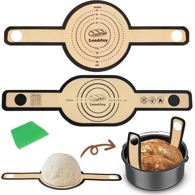 LandJoy Silikon Backmatte für Dutch Oven - 2er-Set mit Teigschneider
