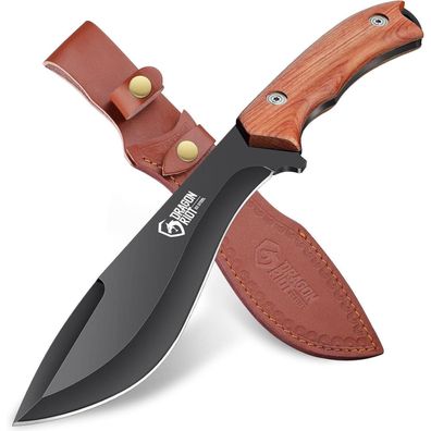 DRAGON RIOT Outdoor Messer 20cm, Full Tang Survival Messer Lederoptik