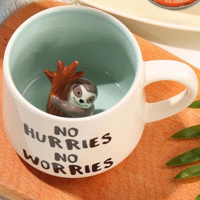 Disoza Faultier 3D Keramik Tasse - Lustiges Geschenk für Frauen, Geburtstag