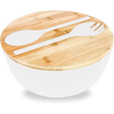 DYOUen Salatschüssel mit Schneidebrett, Deckel und Besteck - Vielseitig für