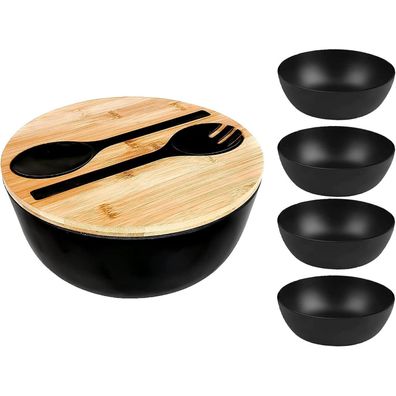 DYOUen Salatschüssel Set mit Schneidebrett, Deckel und Besteck, Rührschüssel