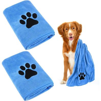 Deepton Hundehandtuch 2 Stück, extra saugfähig, schnelltrocknend, Mikrofaser