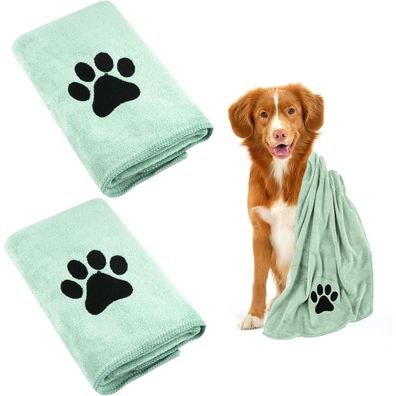 Deepton Hundehandtuch, 2 Stück, Extra Saugfähig, Schnelltrocknend, Mikrofaser