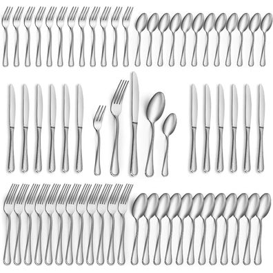 Gifcomda 60-teiliges Edelstahl Besteck Set für 12 Personen, Hochglanzpoliert