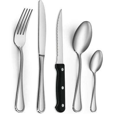 Gifcomda 30-teiliges Edelstahl Besteck Set für 6 Personen, spülmaschinenfest