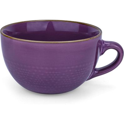 Disoza XXL Keramiktasse Violett 700ml - Große Suppen- und Teetasse mit Henkel