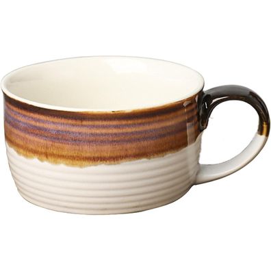 Disoza Keramiktasse Weiß & Braun 700ml - XXL Kaffeebecher mit Henkel, auch als
