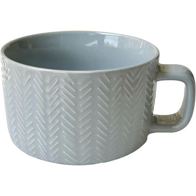 Disoza XXL Suppen- und Kaffeetasse aus Keramik, 700ml, Hellgrau mit Katzenmotiv
