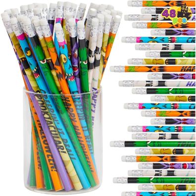JOYIN 48er Halloween Bleistifte mit Radiergummis, 6 Designs, buntes