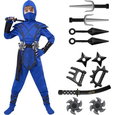 Spooktacular Creations Halloween Ninja Drachen-Overall-Set für Kinder, blau