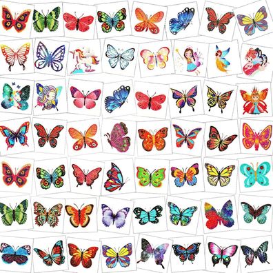 HOWAF Glitzer Tattoos für Mädchen, 96 Schmetterling Tattoos, hautfreundliche