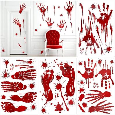 HOWAF Halloween Deko Fensterbilder, 80+ Blutige Aufkleber für Fenster, Türen