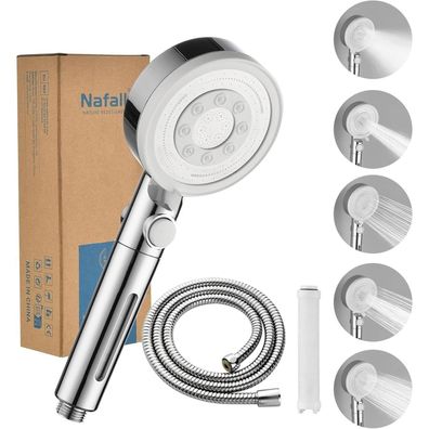 Nafall Duschkopf mit Filter - Hochdruck Handbrause mit 1,5m Schlauch, 5