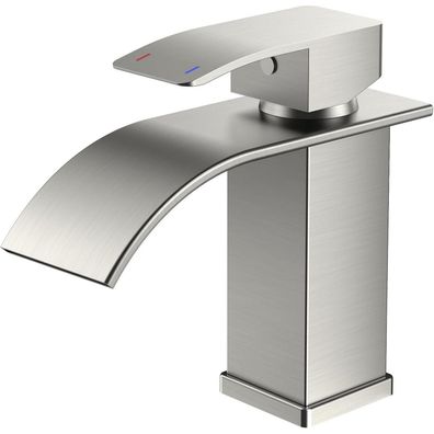 Forious Wasserhahn Bad, Wasserfall Waschtischarmatur Einhandmischer, Brushed