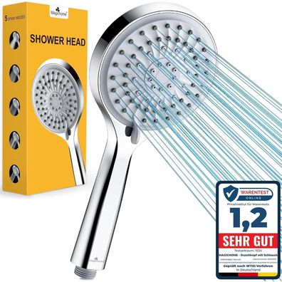 Magichome Duschkopf Wassersparend mit 5 Strahlarten, Hochdruck Handbrause