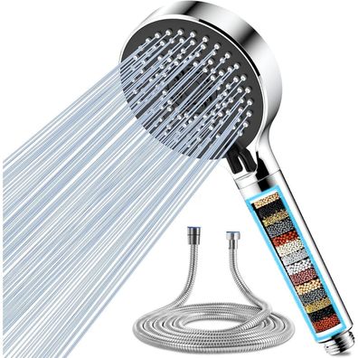 Magichome Duschkopf mit Schlauch und 20-Schicht-Filter, 5 Strahlarten