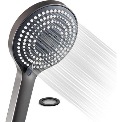 OFFO Duschkopf Groß (130mm) mit 6 Strahlarten, Wassersparend, Gebürstetes