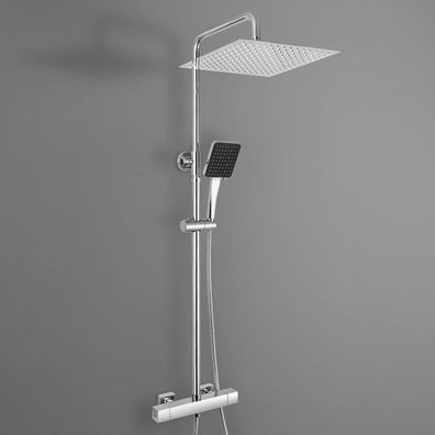 Auralum Thermostat Regendusche Komplettset Chrom Edelstahl mit 30cm