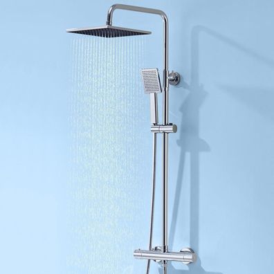 Auralum Thermostat-Duscharmatur Komplettset mit Regendusche, Verbrühschutz