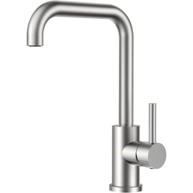 Forious L-Form Küchenarmatur, 360° drehbar, Einhebelmischer, Edelstahl, 1-Loch